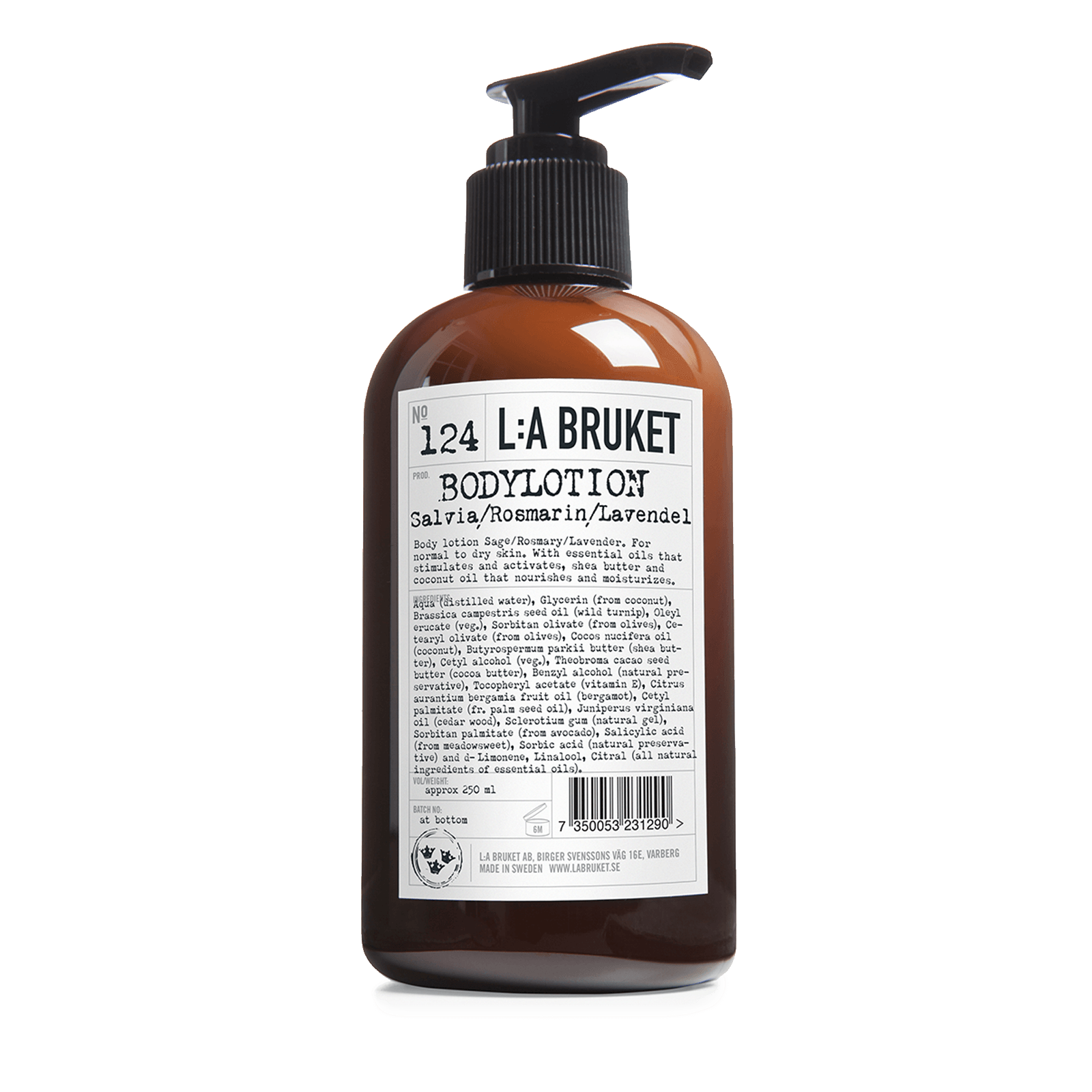 L-A-BRUKET-No-124-Bodylotion-Sage-Rosemary-Lavender-250ml No. 124 NUEVA Loción Corporal Salvia/Romero/Lavanda NUEVA