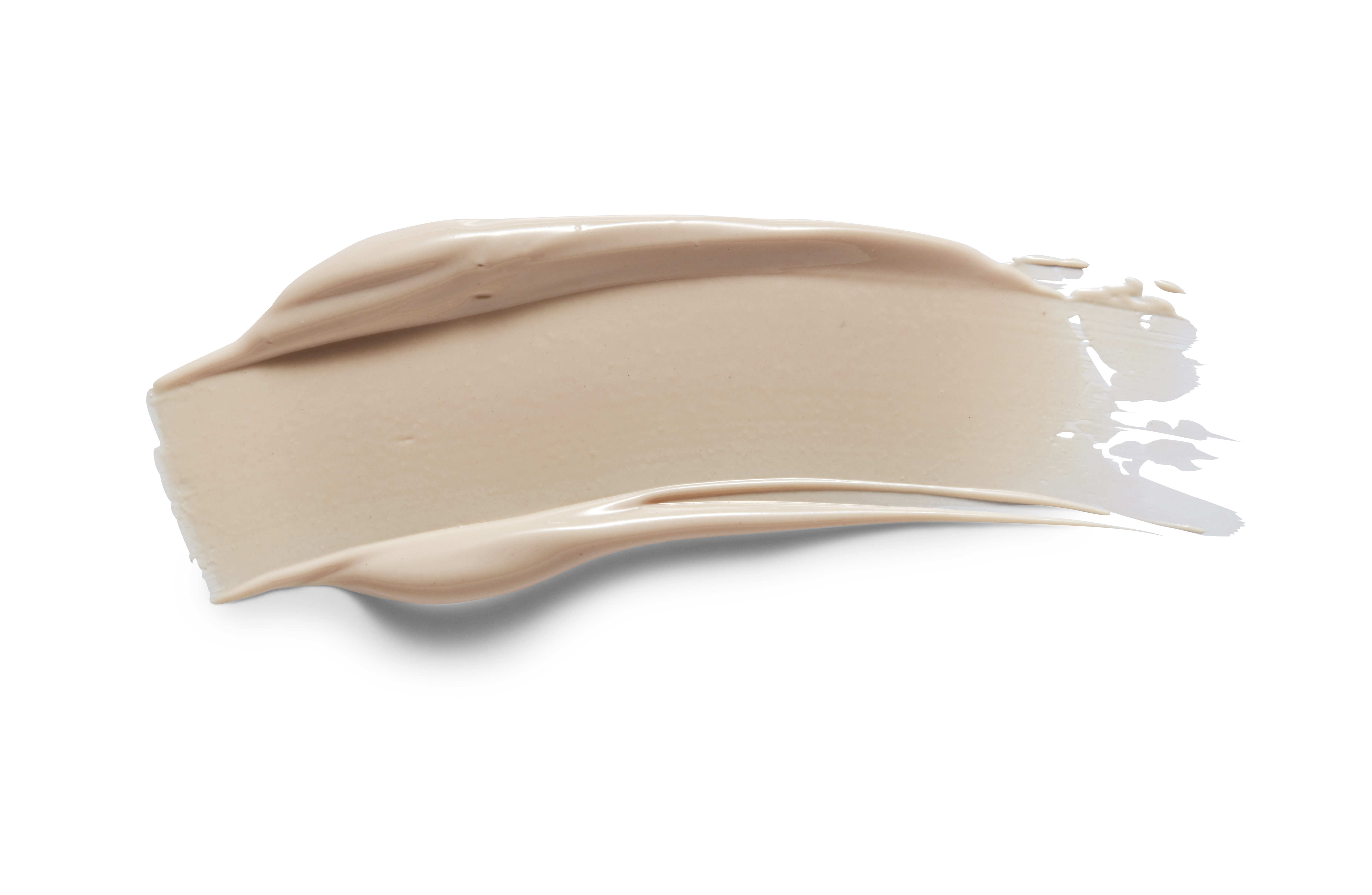 Supreme-Screen-Swatch Beige Creme-Make-up auf weißem Hintergrund.