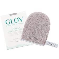 BF23C0F7-30CA-4352-941D-A22490157364_4_5005_c GLOV Abschminkhandschuh in Grau neben Verpackung auf weißem Hintergrund.