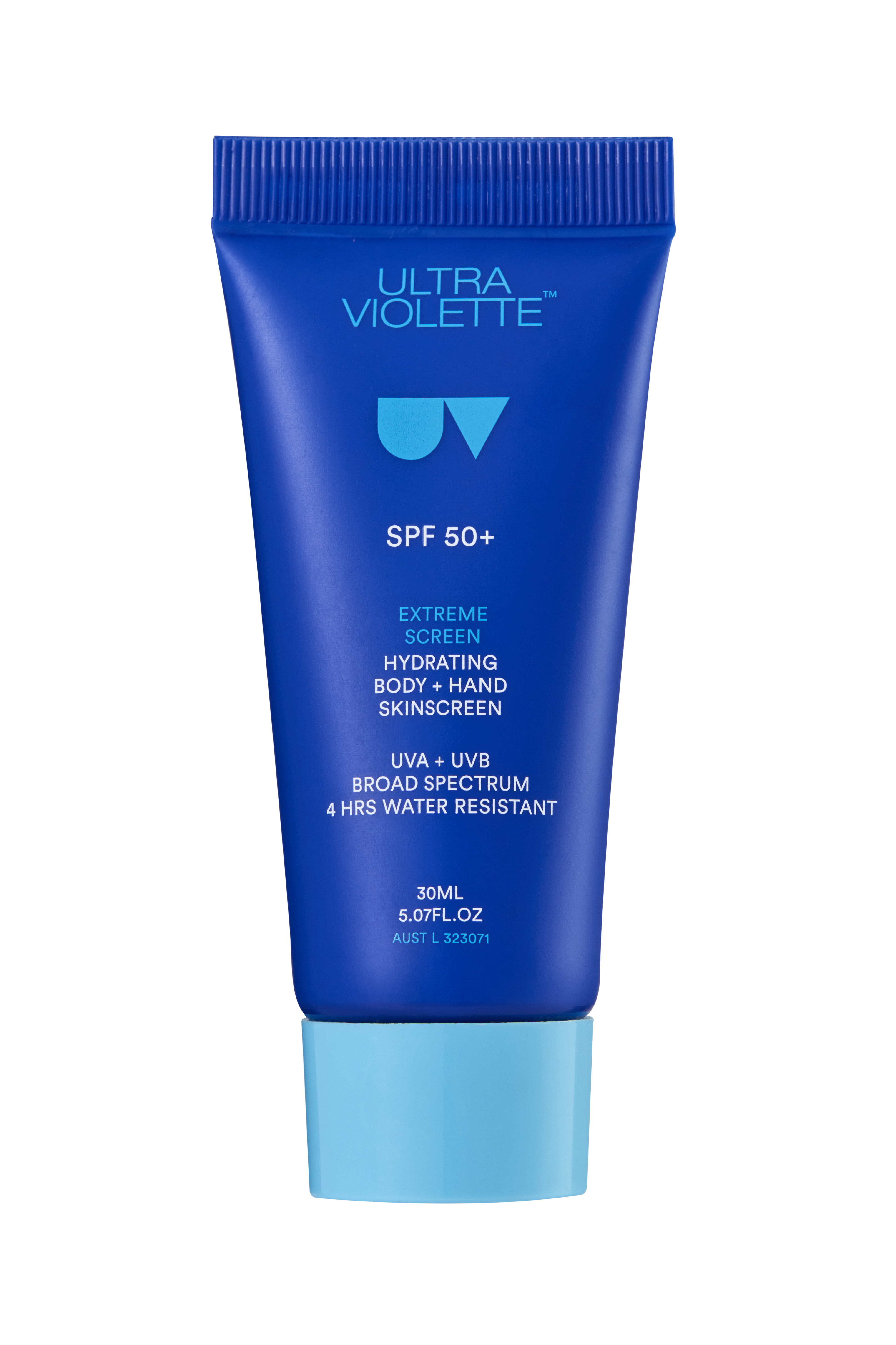 Extreme-Screen-30ml Blaues Ultra Violette Extreme Screen SPF 50+ Sonnenschutzmittel, 30ml Tube.
