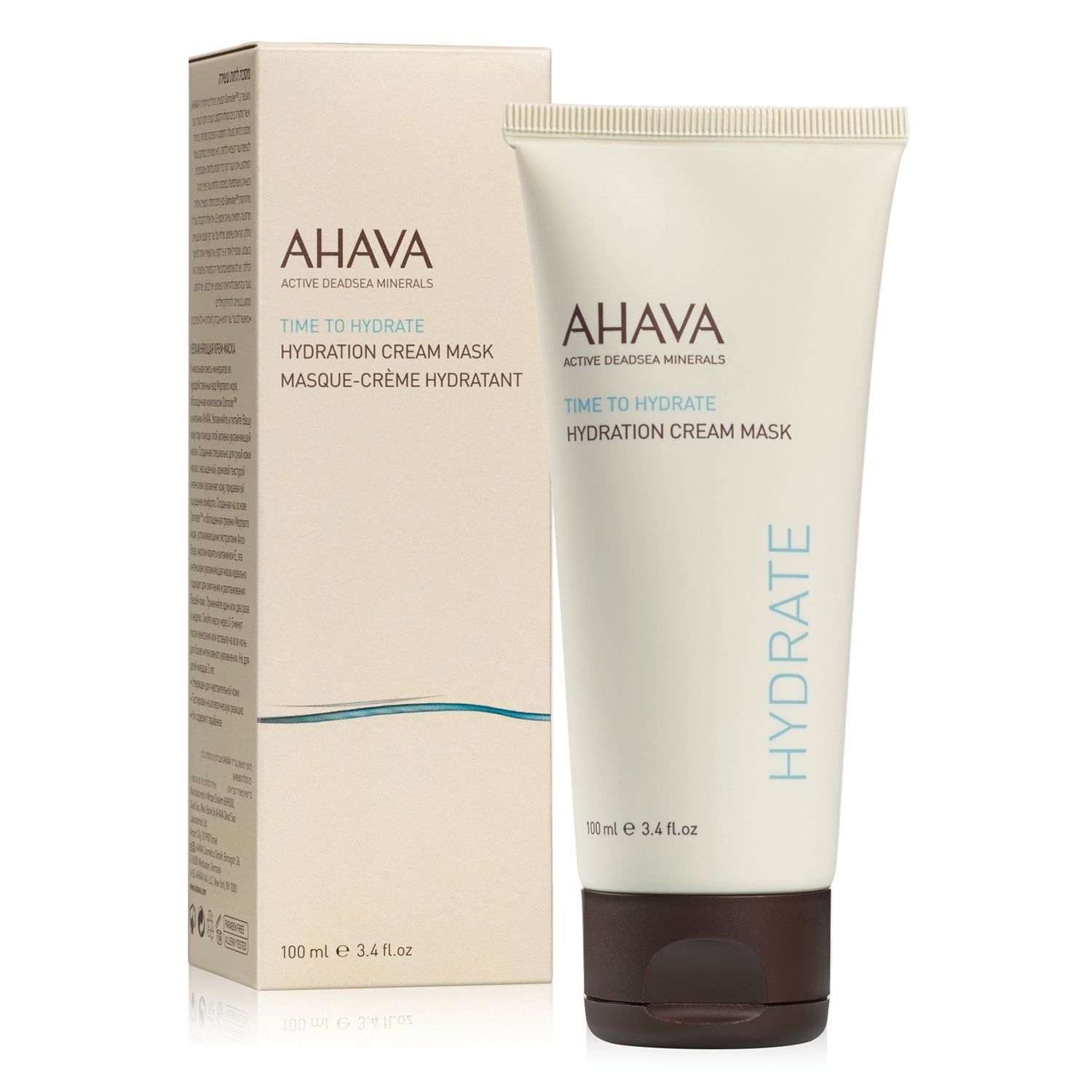 image_107881_1 AHAVA Time to Hydrate Hydration Cream Mask, 100 ml Tube neben Verpackung.