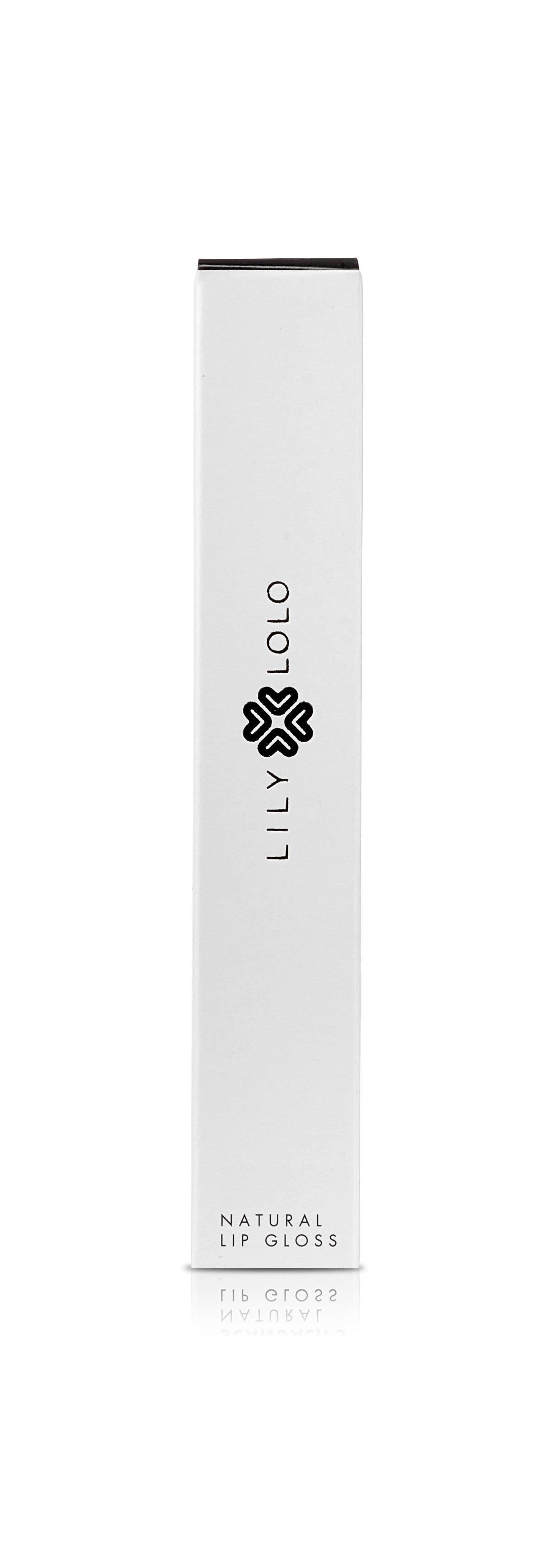 image_104456_2 Weiße Verpackung von Lily Lolo Natural Lip Gloss mit schwarzem Logo und Text.