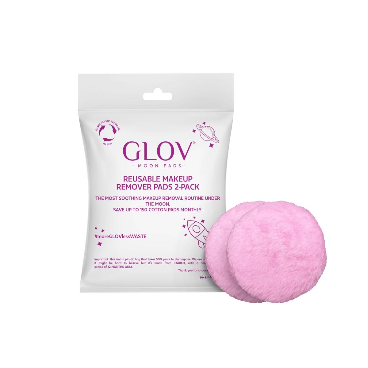 image_121384_2_1 GLOV Moon Pads, wiederverwendbare Abschminkpads, 2er-Pack, rosa, Verpackung und Pads, umweltfreundlich, spart bis zu 150 Wattepads.