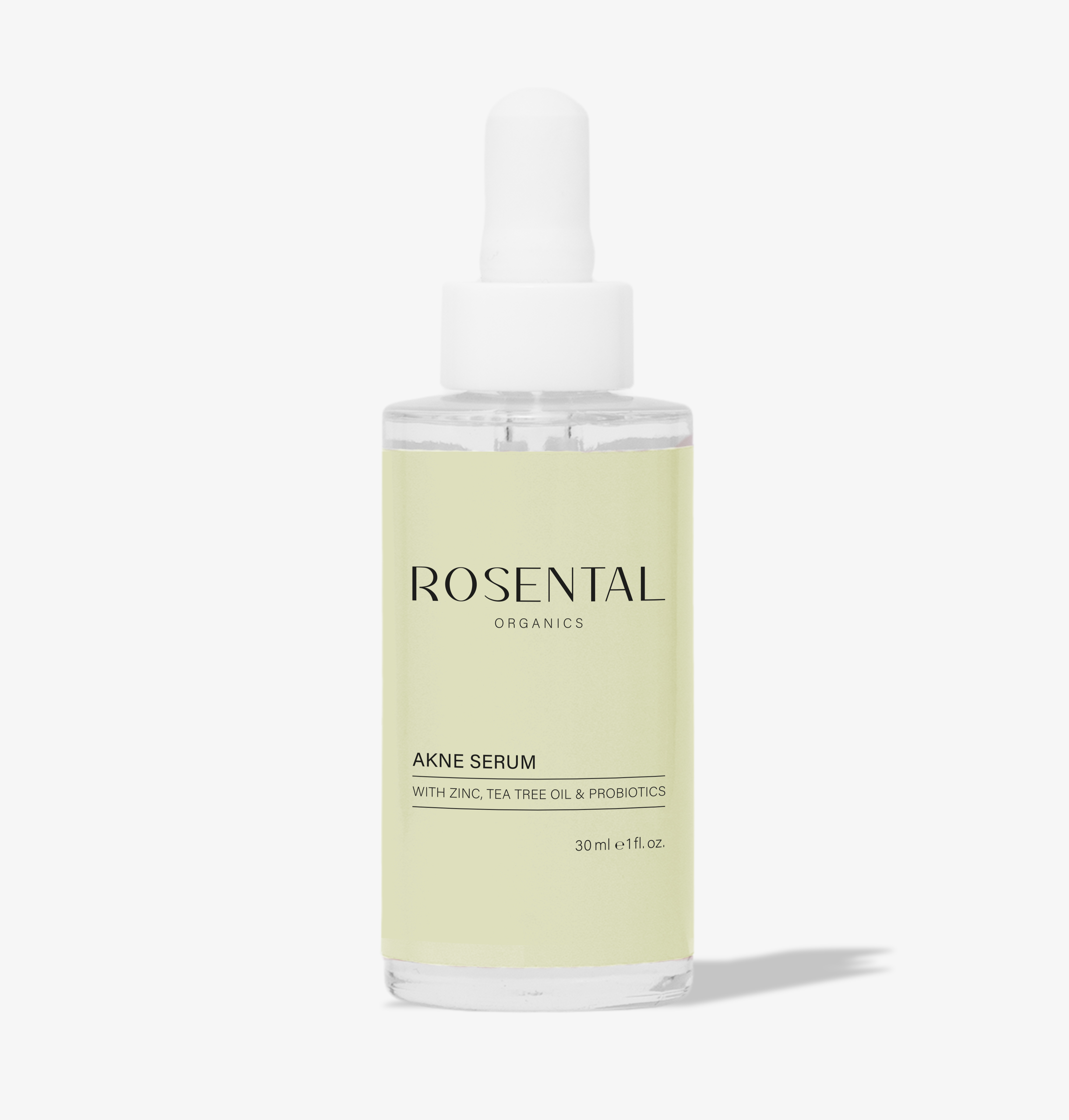 4260576416346 Flasche Rosental Organics Akne Serum mit Zink, Teebaumöl und Probiotika, 30 ml.