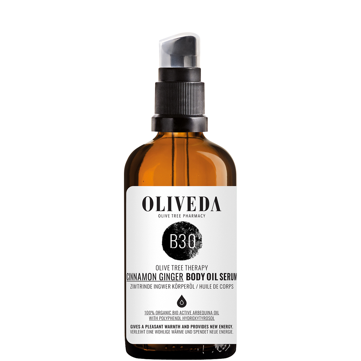OLIVEDA_1200x1200_72dpi_B30_BodyOil_CinnamonGinger_100mljtanSKJznv8CN B30 Aceite corporal Canela Jengibre Relajante