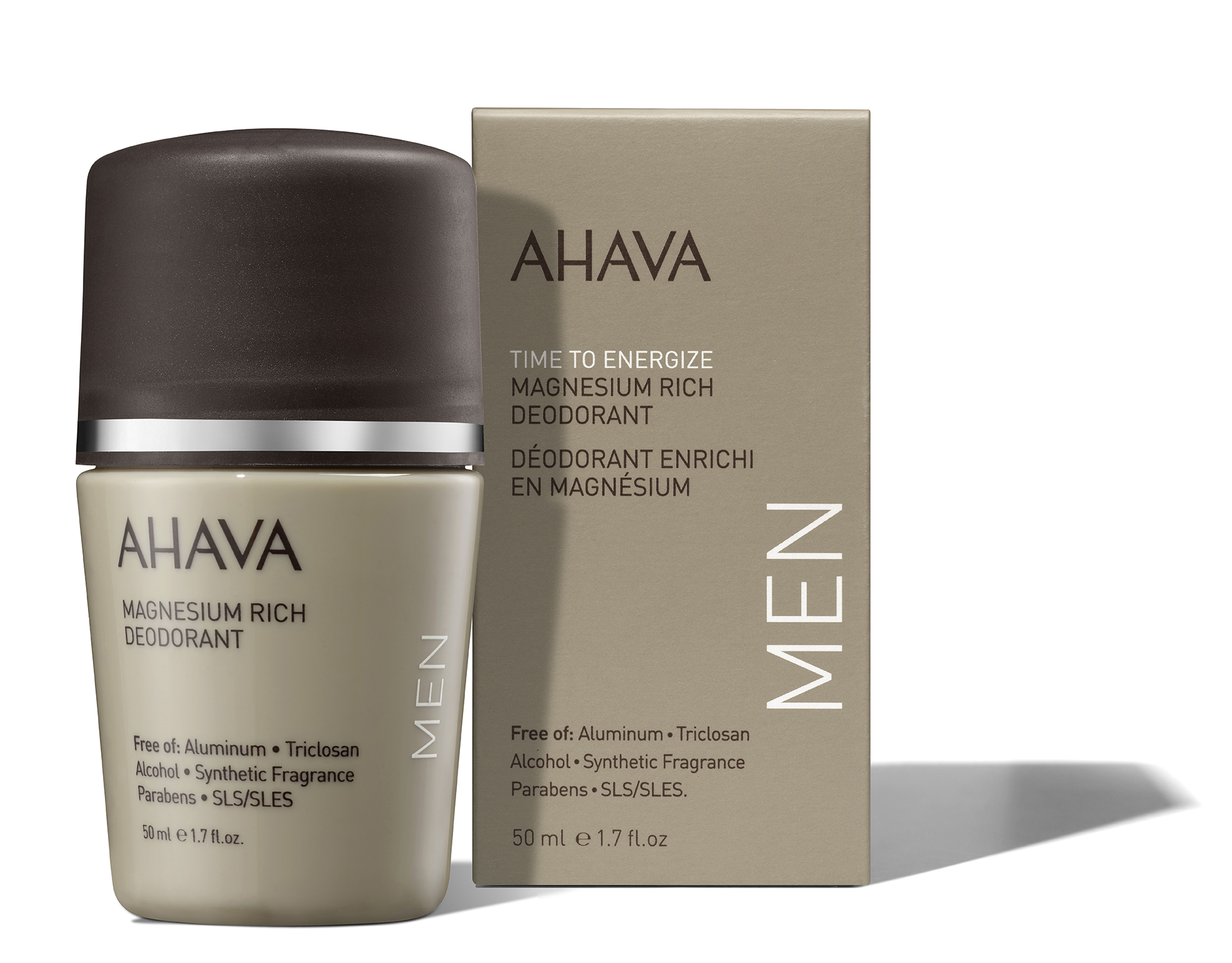 AHAVA Magnesium Rich Deodorant für Männer, 50 ml, alkoholfrei, ohne Aluminium, Parabene und synthetische Duftstoffe.