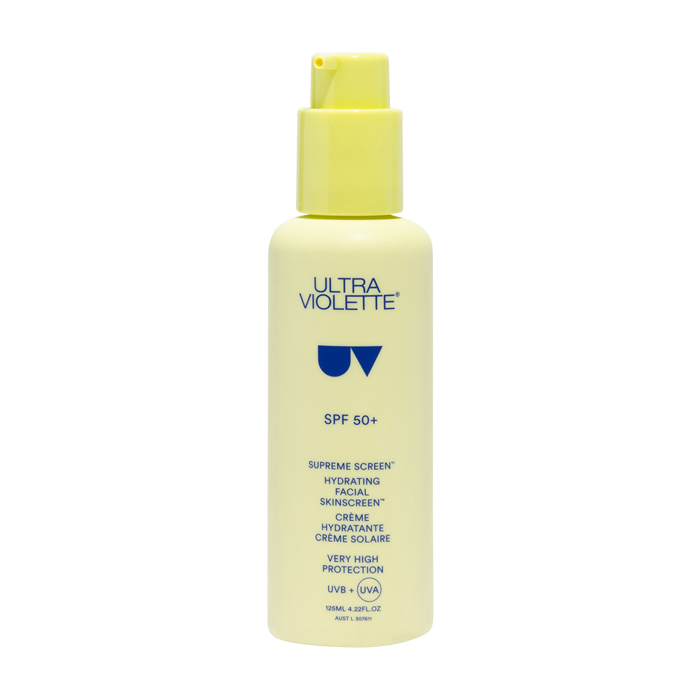 901215_9355909002107_051 Gelbe Flasche Ultra Violette Supreme Screen SPF 50+ Feuchtigkeitsspendende Gesichtscreme mit UV-Schutz.