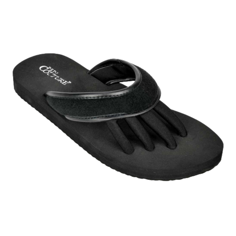 PEDI-COUTURE-PEDICURE-SPA-BLACK-TERRY-1_2 Schwarze Pediküre-Sandale mit separaten Zehenfächern, Marke Pedi Couture.
