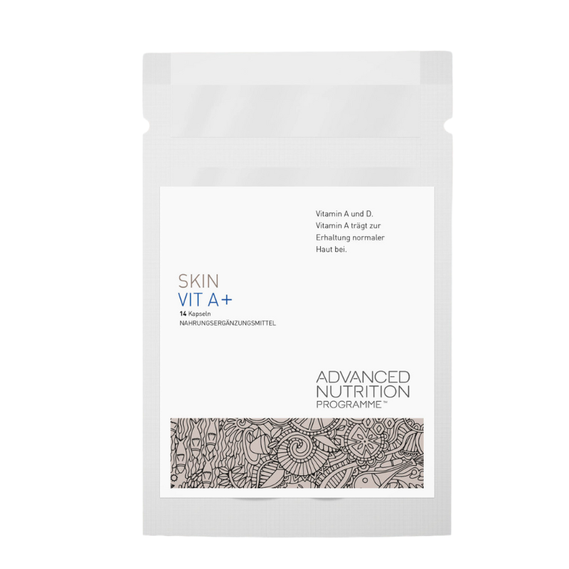 ADVANCED-NUTRITION-PROGRAMME-SKIN-VITAMIN-A-PLUS-REISEGR-SSE Skin Vitamin A plus tamaño de viaje 14 unidades.