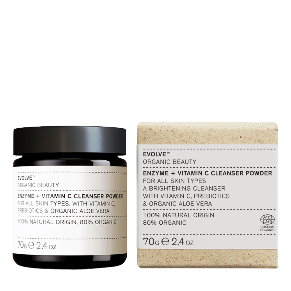 Evolve Enzyme + Vitamin C Cleanser Powder, 70g, 80% Bio, für alle Hauttypen, mit Vitamin C, Präbiotika und Aloe Vera.